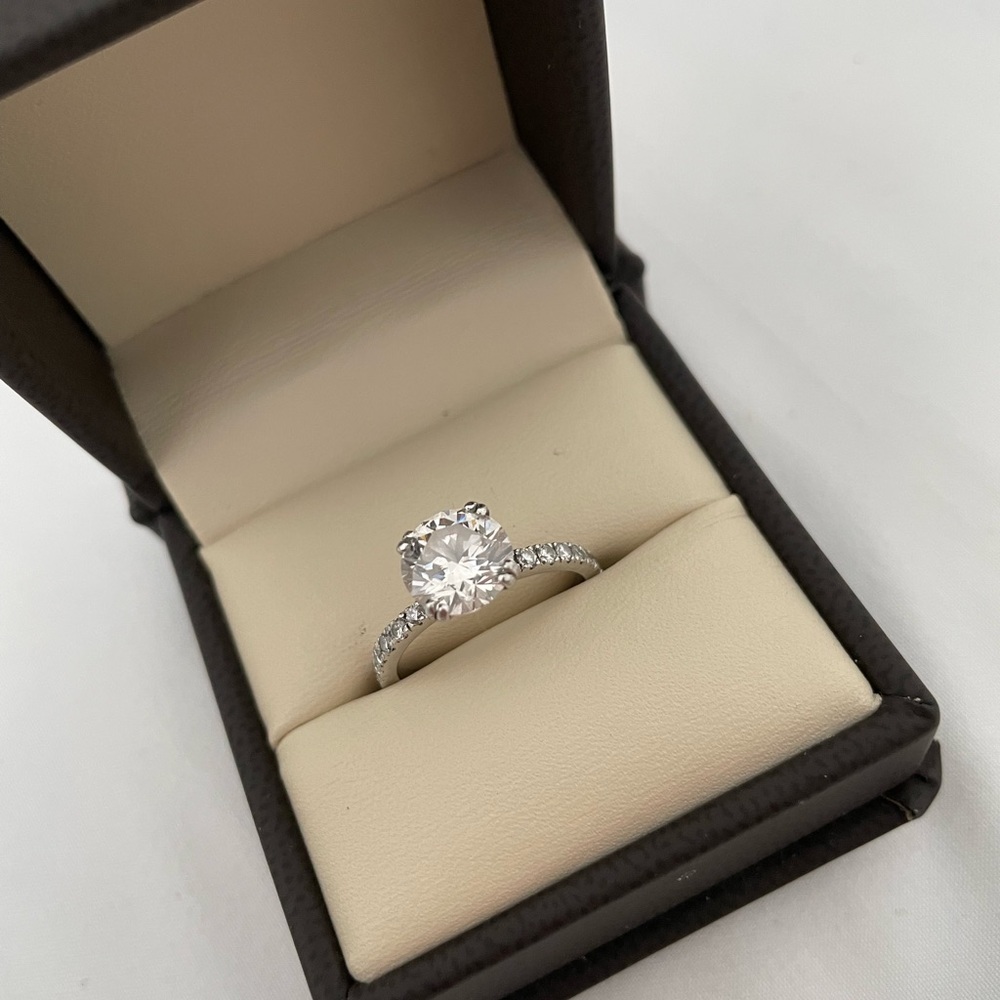 Brilliant Earth 2.47 ct tw. Round Brilliant Platinum Pave Engagement Ring